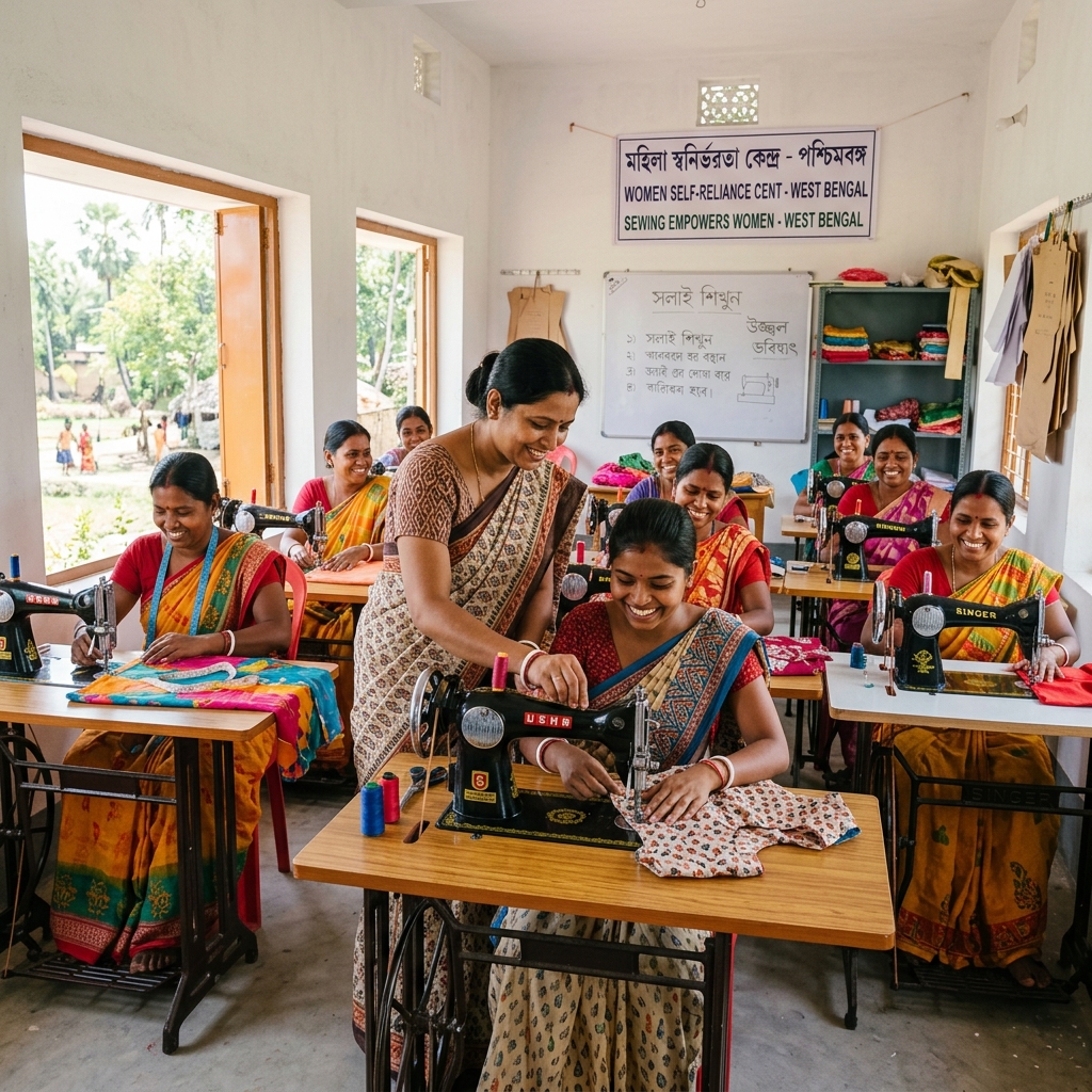 Women training in tailoring workshop